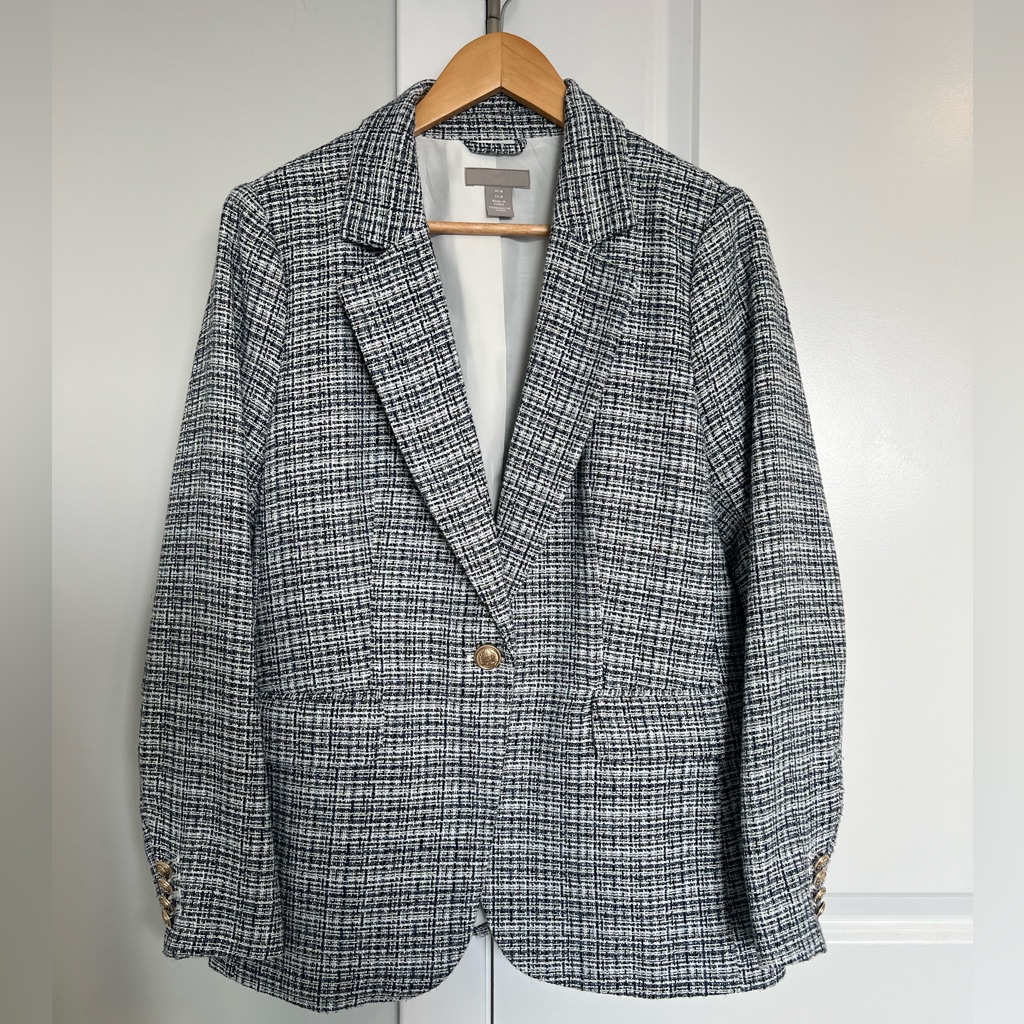 H&M Monochrome Tweed Blazer
